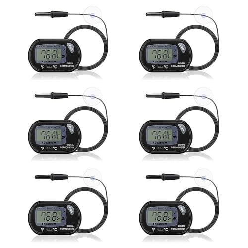 Aquarium Thermometer with Large LCD Display Fahrenheit/Celsius(℉/℃) Fish Tank Thermometer for Aquarium Reptile Terrarium Digital Water Thermometer with Suction Cup(6 Pack) - size: 6 Pack