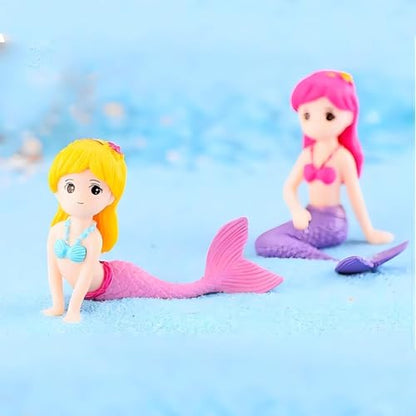 Mermaid Aquarium Ornament for Fish Tanks and Terrariums, Pink Plastic Mermaid Figurine for Fairy Gardens, DIY Landscapes and Party Decor (Miniature Size)