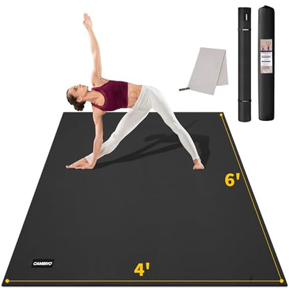 CAMBIVO Extra Long Wide Yoga Mat, Thick PVC Workout Mat | For tall and plus-size, cushioned PVC with non-slip bottom, for home gym pilates barefoot and bodyweight training - size: 72" x 48" x 8mm