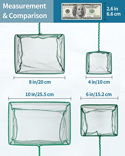 Pawfly Aquarium Fish Net with Braided Metal Handle Square Net with Soft Fine Mesh Sludge Food Residue Wastes Skimming Cleaning Net for Fish Tanks Small Koi Ponds and Pools - style: 10 Inch