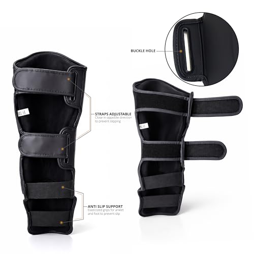 MMA Shin Guards for Men & Women | Lightweight Kickboxing Shin Pads with Foot Protection | Muay Thai, Sparring, Martial Arts & MMA Training Gear - size: Small-Medium