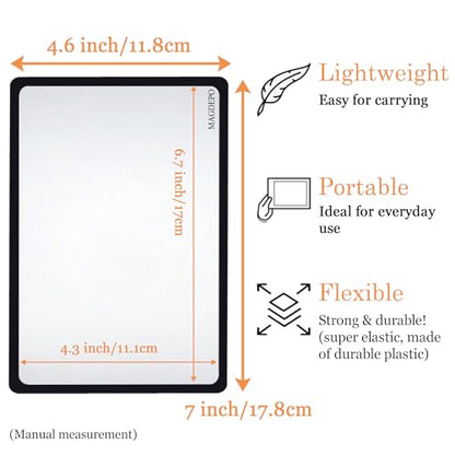 MAGDEPO 3X Page Magnifying Lens 4.75" x 7" Combo-Set 2 Bookmark Magnifier with Ruler & 2 Card Magnifier for Reading Books, Magazine, Newspaper, and People with Low Vision. - color: Combo Set