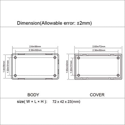 Project Box, 5 Pieces ABS Electrical Box Small Junction Box for Electronics PCB Case,Electronic Hobby Box Black, Outside Size 2.8 x 1.7 x 0.9 inch (72x 42x 23 mm) - size: 2.8" x 1.7" x 0.9"(5pc)