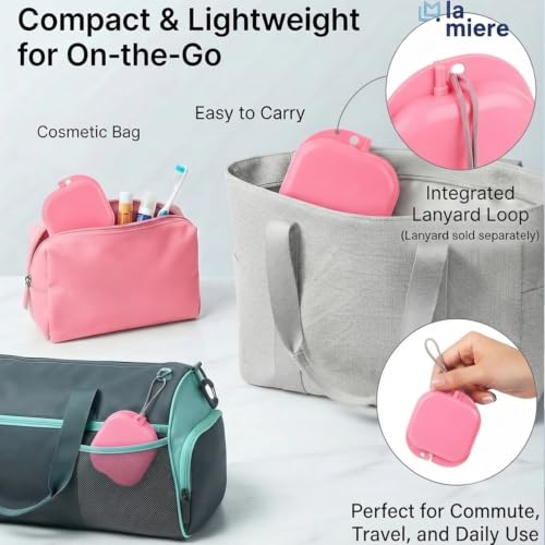 LA MIERE RetainerCase Slim Cute Retainer Holder Dental Thin Container Braces Case Denture Night Mouth Guard Aligner Case, Pink - color: Pink