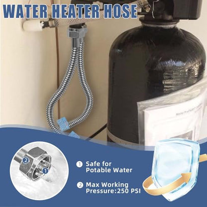 2 PACK, Water Heater Hose 1"FIP x 1" FIP, 18" Length Stainless Steel Flexible Corrugated Water Heater Connector,1 Inch SS304 Flex Pipe Hose For Water Softener(0.7"ID) - size: 1"FIPx1"FIP, 18"L(0.7"ID)
