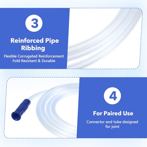 4 PCS 71" Extended Suction Connection Tube, Flexible & Durable Suction Tubing for Various Devices, High-Pressure Resistant Extended Connection Tube