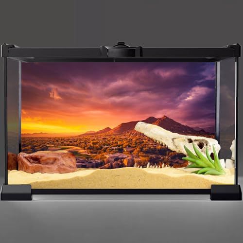 AWERT 72x16 inches Sun and Desert Terrarium Background Mountain Oasis Gobi Reptile Habitat Background Vinyl