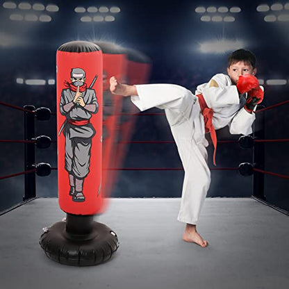 47" Kids Inflatable Punching Bag with Gloves, Boxing Bag Toy for Boy Girl