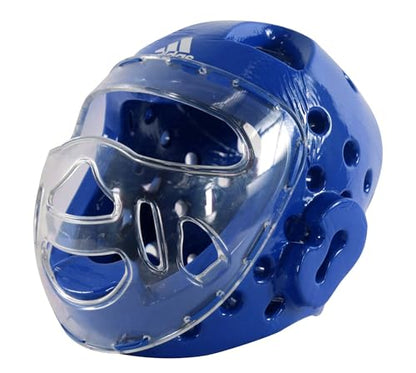 adidas Martial Arts Taekwondo Headgear with Face Shield - color: Blue, size: Small