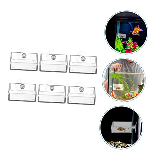 LIOOBO 6pcs Acrylic Aquarium Feeding Plates Suction Cups Dishes for Shrimp and Fish Tanks Convenient Food Feeders Easy to Clean and Install