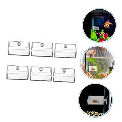 LIOOBO 6pcs Acrylic Aquarium Feeding Plates Suction Cups Dishes for Shrimp and Fish Tanks Convenient Food Feeders Easy to Clean and Install