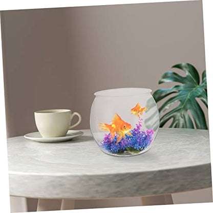 Transparent Fish Tank 7.87X7.87X6.69In Plastic Fish Bowl for Small Pets Goldfish Turtle Desktop Aquarium Micro Landscape Container Decorative Tank