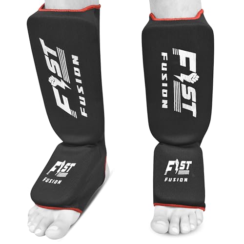Muay Thai Shin in Step, Kickboxing MMA Boxing Training Elasticated Breathable Leg Foot Guard Socks Pair - color: Black, size: Medium