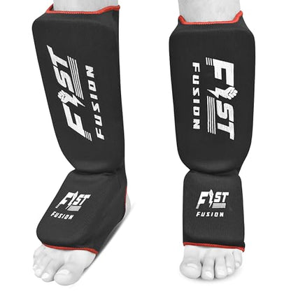 Muay Thai Shin in Step, Kickboxing MMA Boxing Training Elasticated Breathable Leg Foot Guard Socks Pair - color: Black, size: Medium