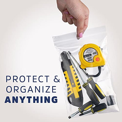 GPI - 1000 Count 8" X 8" Zip Bags, Heavy-Duty 4 Mil Thick, Clear Reclosable Zipper Poly Baggies With Resealable Zip Top Lock For Storage & Packaging, Food, Tools, Sharp Objects, etc. - size: 8" x 8"