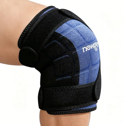 NEWGO 360° Knee Ice Wrap, 60-Min Cold Therapy with Ice Grid - style: Navy-1 Pack