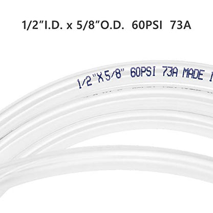Clear Vinyl Tubing Flexible PVC Tubing, Hybrid PVC Hose, Lightweight Plastic Tube, by 1/2 Inch ID, 10-Feet Length - size: ID 1/2 INCH, style: 10 Feet