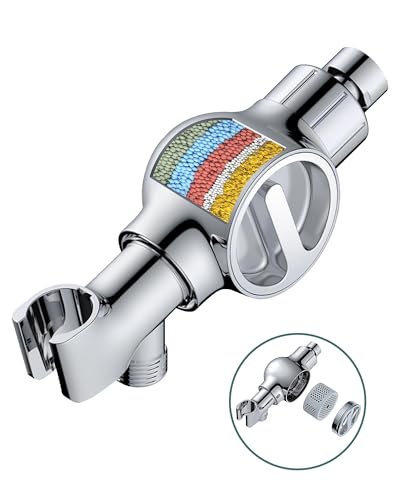 Chorme ABS Shower Filter - Hard Water Filter with Shower Arm Bracket and Hose Holder (Adjustable) - color: Chorme, size: ABS with Filter