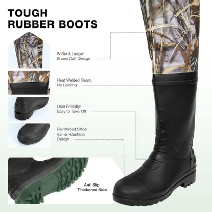 Lekesky Fly Fishing Chest Waders with Boots for Men Women, US Sizes 5–14,2-Ply Nylon/Pvc Waterproof Waders - color: Camo, size: M12