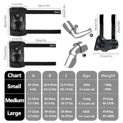 Tanden Skating Protective Gear Knee and Elbow Pads Wrist Guards for Roller Skating Skateboarding, Skate Pads Adult Knee Pads - color: Black, size: Youth (9-15 years)