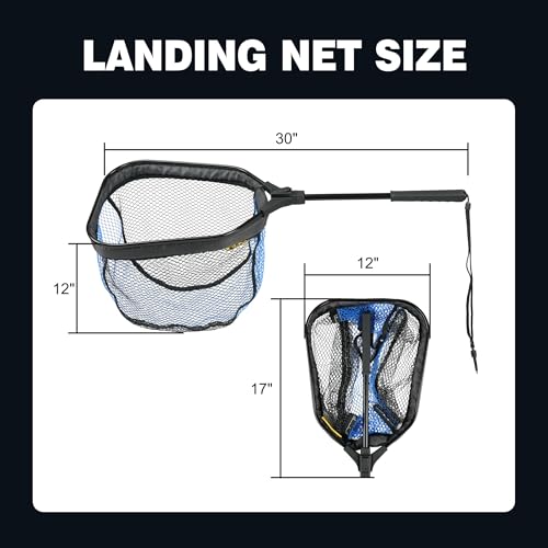 Black Paw Floating Fly Fishing Net, Telescopic Rubber Fishing Net for Trout, Foldable Extendable Fish-Friendly Design for Safe Catch and Release