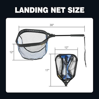 Black Paw Floating Fly Fishing Net, Telescopic Rubber Fishing Net for Trout, Foldable Extendable Fish-Friendly Design for Safe Catch and Release