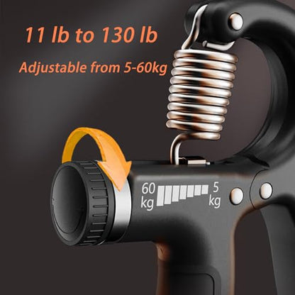 Strengthener Hand Grip Trainer Number Counter Forearm Finger Wrist Gripper Exerciser 5-60kg Adjustable Stretcher Squeezer Workout - color: 2 Black Grip
