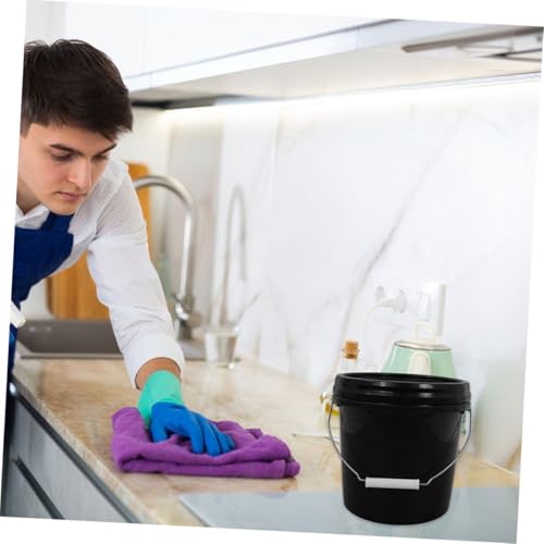 Sealed Plastic Bucket Lid Leakproof Storage Pail for Kitchen Office Laundry Milk Oil Flour Heavy Duty Design - color: Black