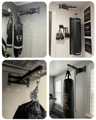 Wall Studs Mount Heavy Punching Bag Hanger Minimize Noise and Vibration Space-Saving Design Heavy Duty Construction for Boxing, Muay Thai and MMA Training