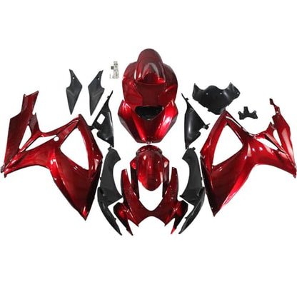 ABS Plastics Fairing Kit Fit for Suzuki GSXR600 GSXR750 2006 2007 K6 Injection Mold Bodywork Candy Red Black Body Kits - size: Style 7