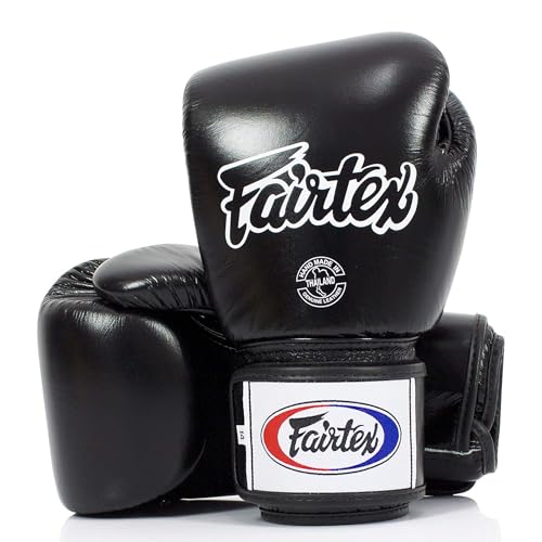 Fairtex BGV1BR Breathable Boxing Gloves, Lightweight Shock Absorbent Gear - color: Black, size: 16 oz