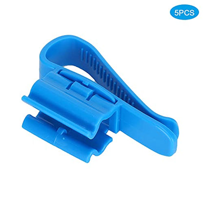 Alomejor Water Pipe Fixing, 5Pcs Plastic Aquarium Clamps for 8-16mm Pipes, Movable Water Change Tool Holder for Fish Bucket (Blue)