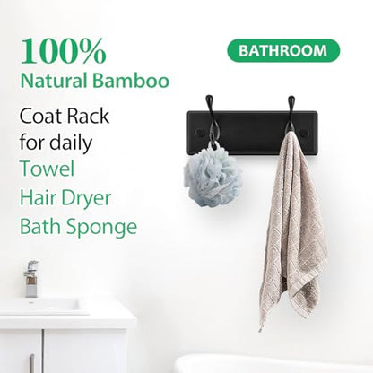 Badiano Heavy Duty Wooden Coat Rack, Wall-Mounted Organizer, 9 Inch, Black - color: Black, size: 2 Hooks