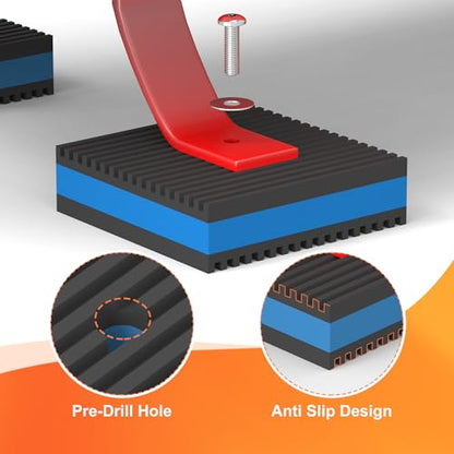 Rubber Anti-Vibration Pad, 3" x 3" x 7/8" Heavy Duty Ribbed Rubber with Blue EVA Center Isolation Pads for HVAC, Air Compressor, Treadmill, Washer and Dryer, Air Conditioner Units, Pack of 4
