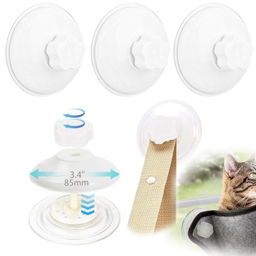 4 Pack Cat Window Perch Suction Cup, Strong Adhesive Replacement Suction Cup with Screws for Foldable & Cordless Cat Window Hammock Seat (Transparent, 85mm Plastic Screws)