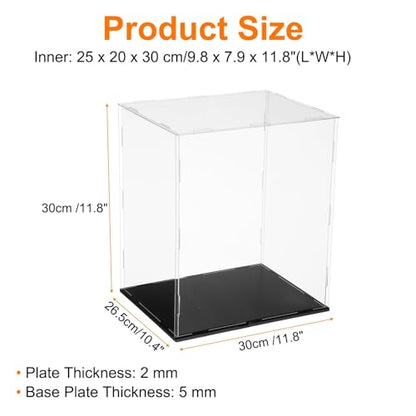 uxcell Acrylic Clear Display Case for Collectibles Self-Assemble Display Clear Boxes with Black Base Dustproof Countertop Storage Box for Collectibles Action Figure, 9.8 x 7.9 x 11.8 Inch - size: 9.8 x 7.9 x 11.8 Inch