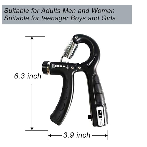 Strengthener Hand Grip Trainer Number Counter Forearm Finger Wrist Gripper Exerciser 5-60kg Adjustable Stretcher Squeezer Workout - color: 2 Black Grip