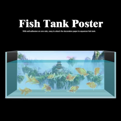 24 Inch PVC Sky Castle Pattern Aquarium Background Non-Glare Fade-Resist Waterproof Adhesive Poster for Fish Tank Decoration