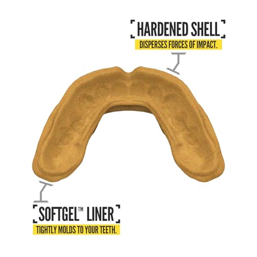 2 Pack Nxtrnd Rush Dual Layer Mouthguard, Custom Fit Sports Mouthpiece for Football, Boxing, MMA, Basketball, Hockey, Lacrosse, Youth & Adult (Gold) - color: Gold
