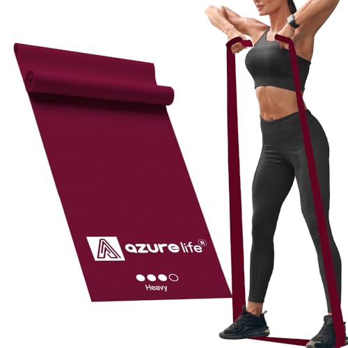 A AZURELIFE Professional Individual Exercise Resistance Bands, Single 5, 6,7 Ft or 8 Yards Elastic Bands, Non-Latex Stretch Bands for PT, Yoga, Pilates, Rehab, at-Home or The Gym Workouts - color: Purple - Heavy, size: 6 Feet