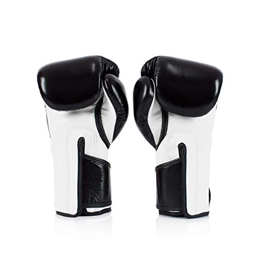 Fairtex BGV6 Angular Boxing Gloves, Locked Thumb Muay Thai MMA Kickboxing - color: Black/White, size: 16oz