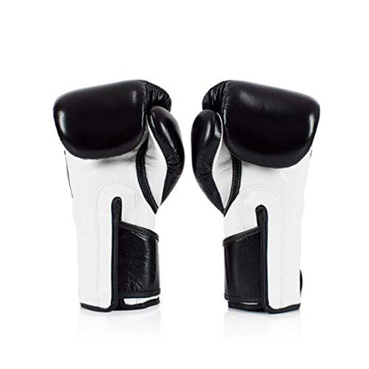 Fairtex BGV6 Angular Boxing Gloves, Locked Thumb Muay Thai MMA Kickboxing - color: Black/White, size: 16oz