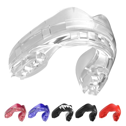 SAFEJAWZ Clear Mouth Guard for Braces, One Size Mouthguard with Case | One Size, Ortho Mouthguard, Easy Fit Remoldable, Boxing, Football, Wrestling, MMA, Hockey, Contact Sports - color: Transparent