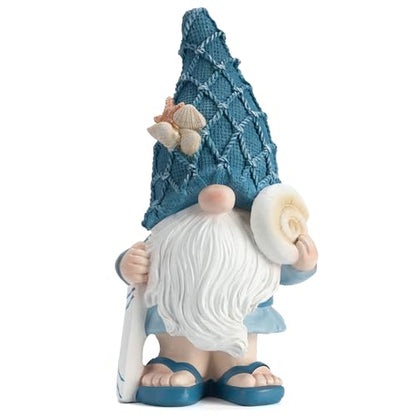 Beach Gnomes Statues, Ocean Gnomes, Nautical Themes Decoration, Resin Gnome Holding a Surfboard, 8.6 Inches - color: Surfboard