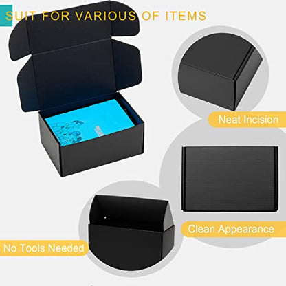 9x6x4” Black Shipping Boxes - 24 Pack Corrugated Cardboard Mailing Box Packaging for Small Business - Tab Locking Literature Mailer Flat Empty Gift Packing Supplies