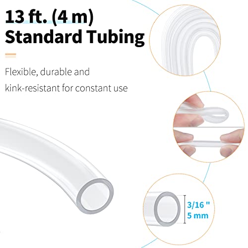 Pawfly 13 Feet Airline Tubing Standard Aquarium Air Pump Accessories with Air Stones, Air Control Valves, Check Valves, Suction Cups and Connectors