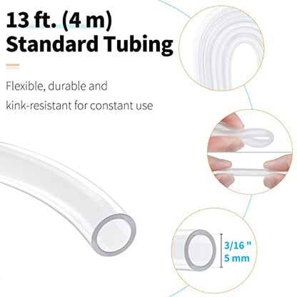 Pawfly 13 Feet Airline Tubing Standard Aquarium Air Pump Accessories with Air Stones, Air Control Valves, Check Valves, Suction Cups and Connectors