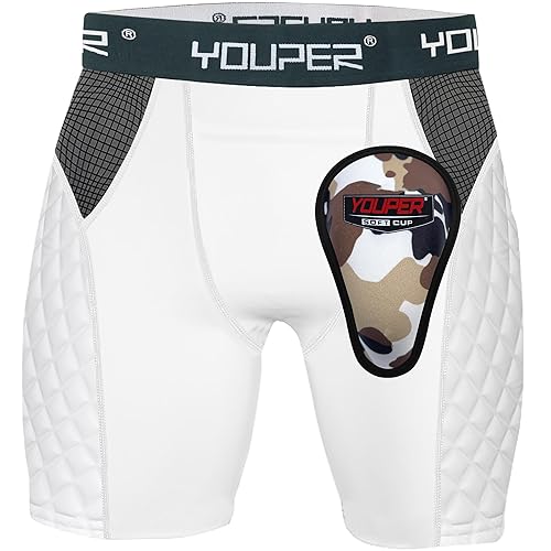Youper Youth Elite Padded Baseball Sliding Shorts w/Soft Athletic Cup - color: White, size: Small