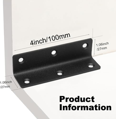 L Bracket, Heavy Duty Corner Brace, 10 Pack 4" Metal Shelf Bracket Angle Bracket for Shelves, Black Metal Braces for Wood Furniture - size: 4 Inch, style: Black 10 Pack