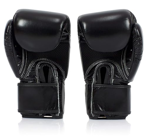 Fairtex BGV1BR Breathable Boxing Gloves, Lightweight Shock Absorbent Gear - color: Black, size: 16 oz